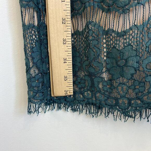 Maeve Anthropologie Women Small Elsa Teal Blue Lace Illusion Peplum Sheath Dress - Picture 8 of 14